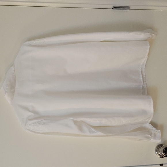 3/$30 NICOLA White Pintucked Embroidered Long Sleeve Colonial Castlecore Blouse - Picture 7 of 10